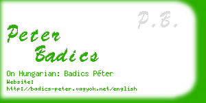 peter badics business card