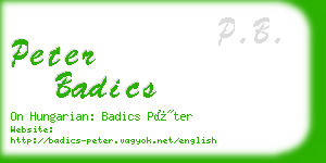 peter badics business card